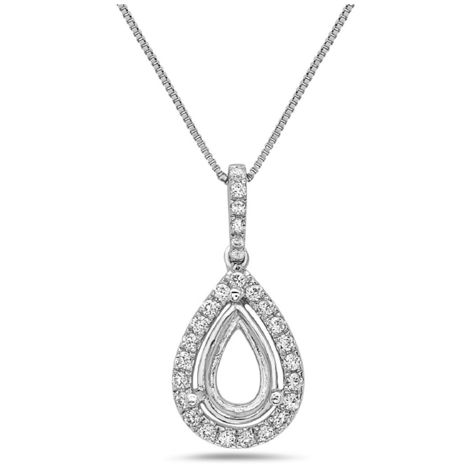 Pear Pendant Gemstone Holder in White Gold