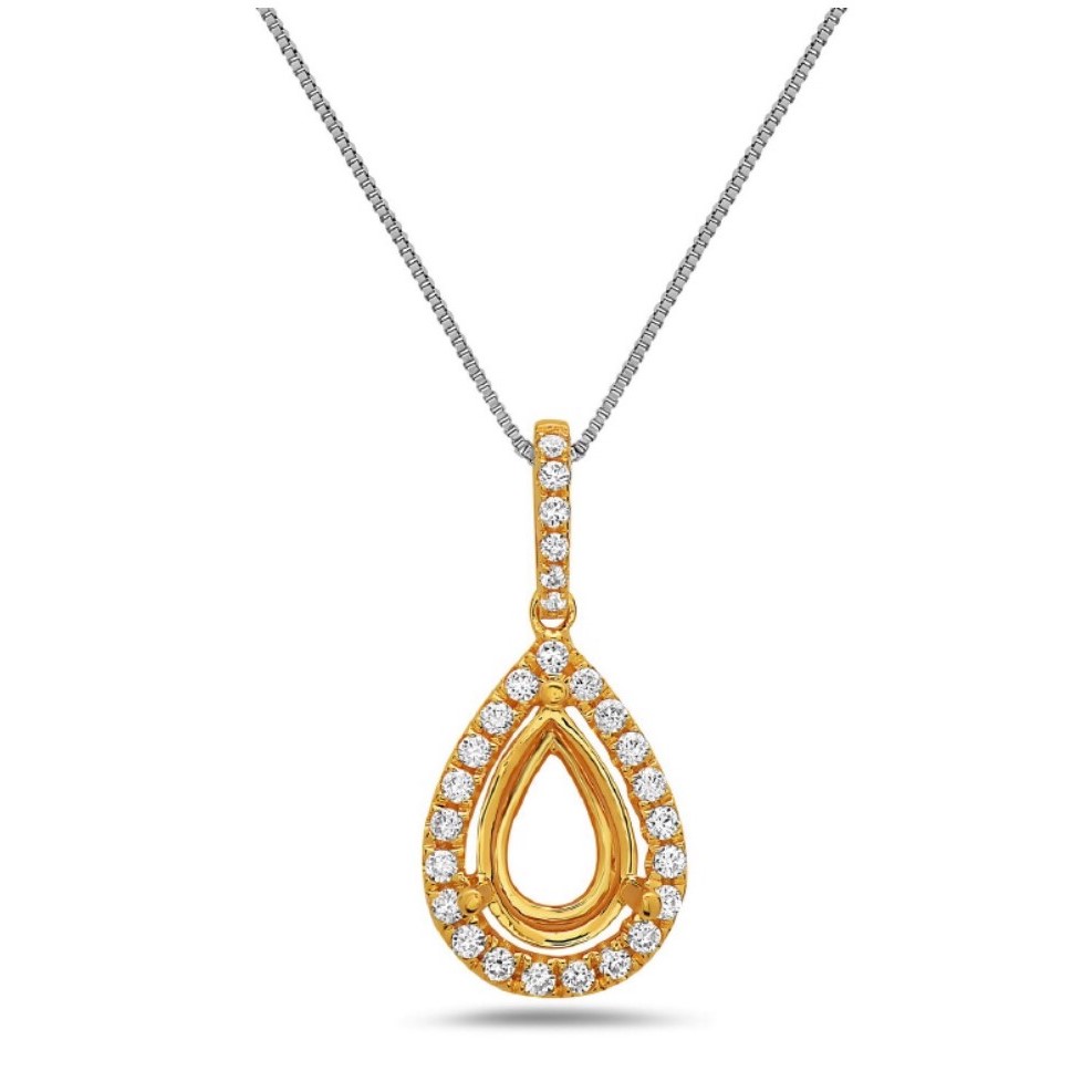 Pear Pendant Gemstone Holder in Yellow Gold