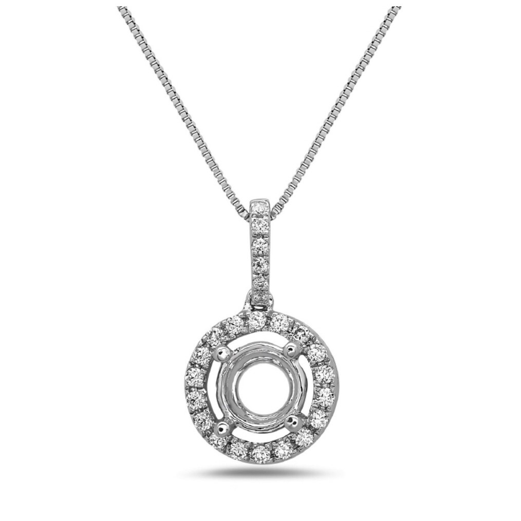 Round Pendant Gemstone Holder in White Gold