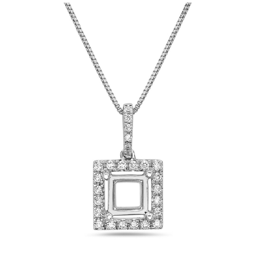 Square Pendant Gemstone Holder in White Gold